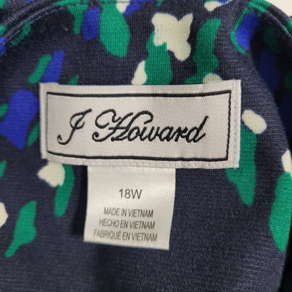 J Howard Navy/Green print knit dress - Picture 4 of 5